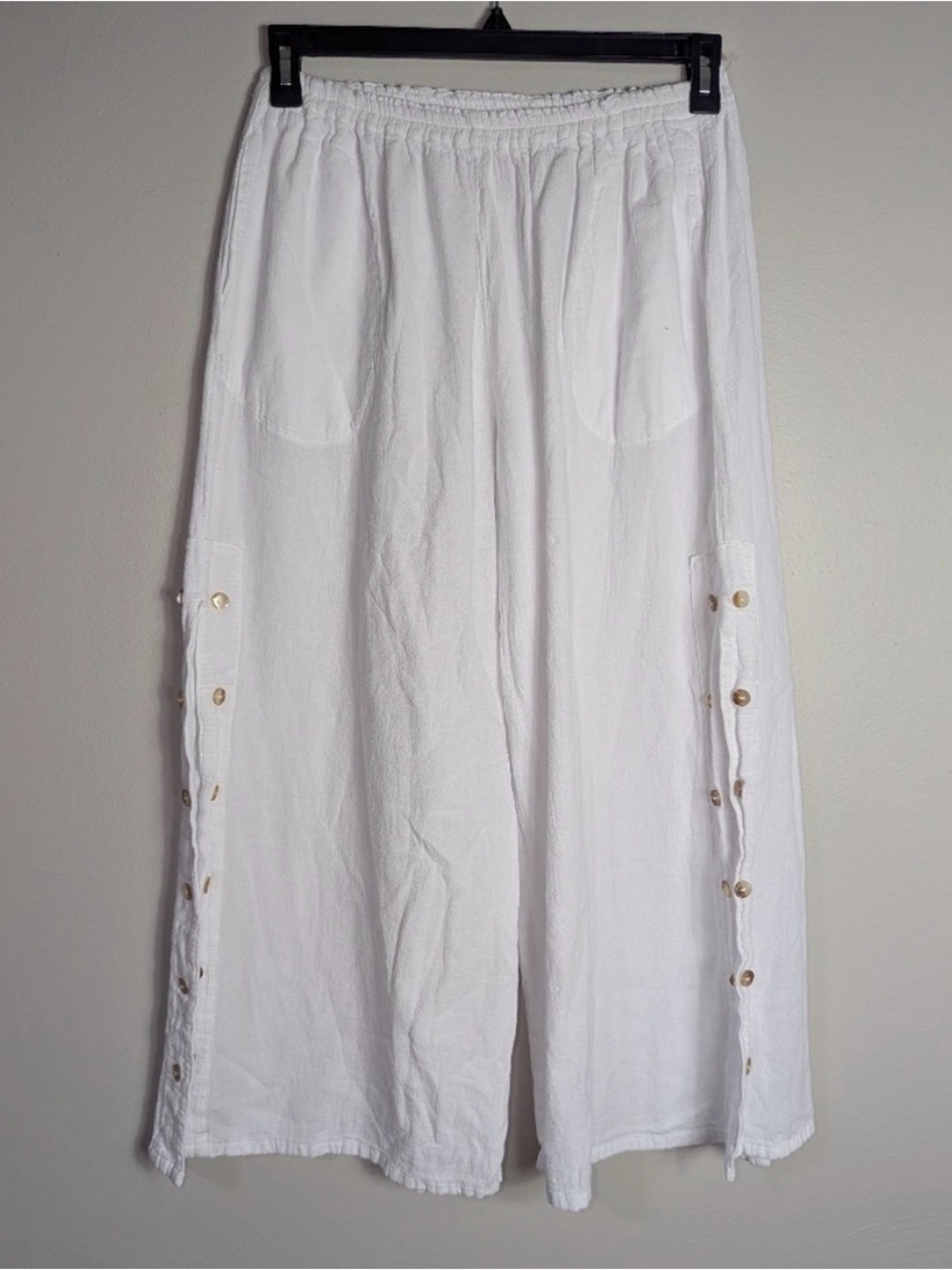 Cottonways 100% Cotton Gauze White Pants Women’s Size 2 Large Wide Leg Pockets